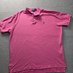 Polo Ralph Lauren Mens XL Pink Short Sleeve Cotton Pique Pony Logo Polo Shirt